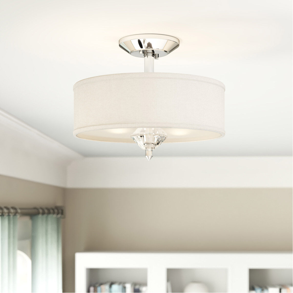 Palatial 3 Light 16 inch Chrome Semi-Flush Ceiling Light